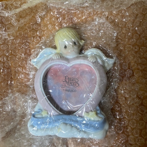 PRECIOUS‎ Moments Godchild Porcelian Picture Frame Angel Over Heart - Picture 4 of 6